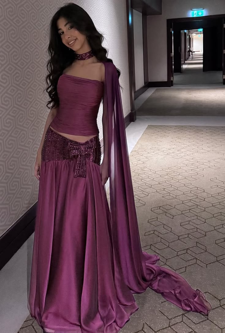 Dark Purple A Line Strapless Beaded Chiffon Prom Dress Evening Dress DP7901