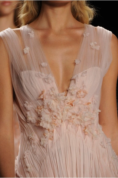 Elegant A Line V Neck Flower Pink Tulle Prom Dress Graduation Prom Dress DP2114