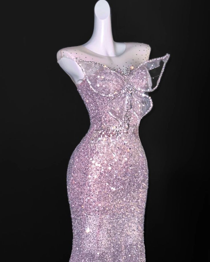 New Mermaid Round Neck Pink Butterfly Sequin Prom Dress Party Dress DP2689