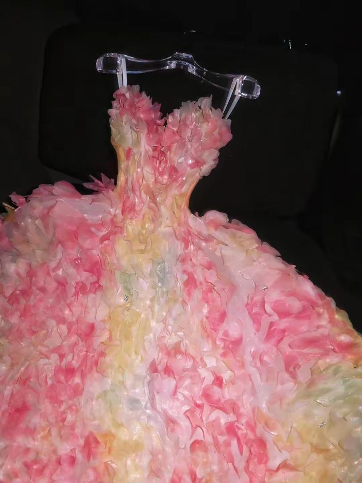 Pink Ball Gown Sweetheart Neck Floral Tulle Prom Dress DP4299