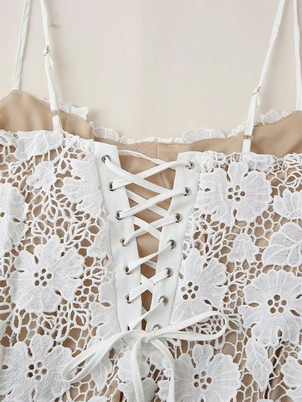 Sexy Sheath Spaghetti Straps White Lace Long Prom Dress Evening Dress DP1221