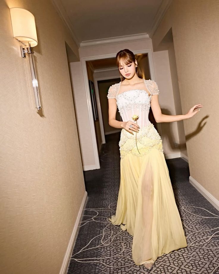 Exquisite Stunning A Line Pearl Yellow Chiffon Party Dress Evening Dress Date Dress DP2946
