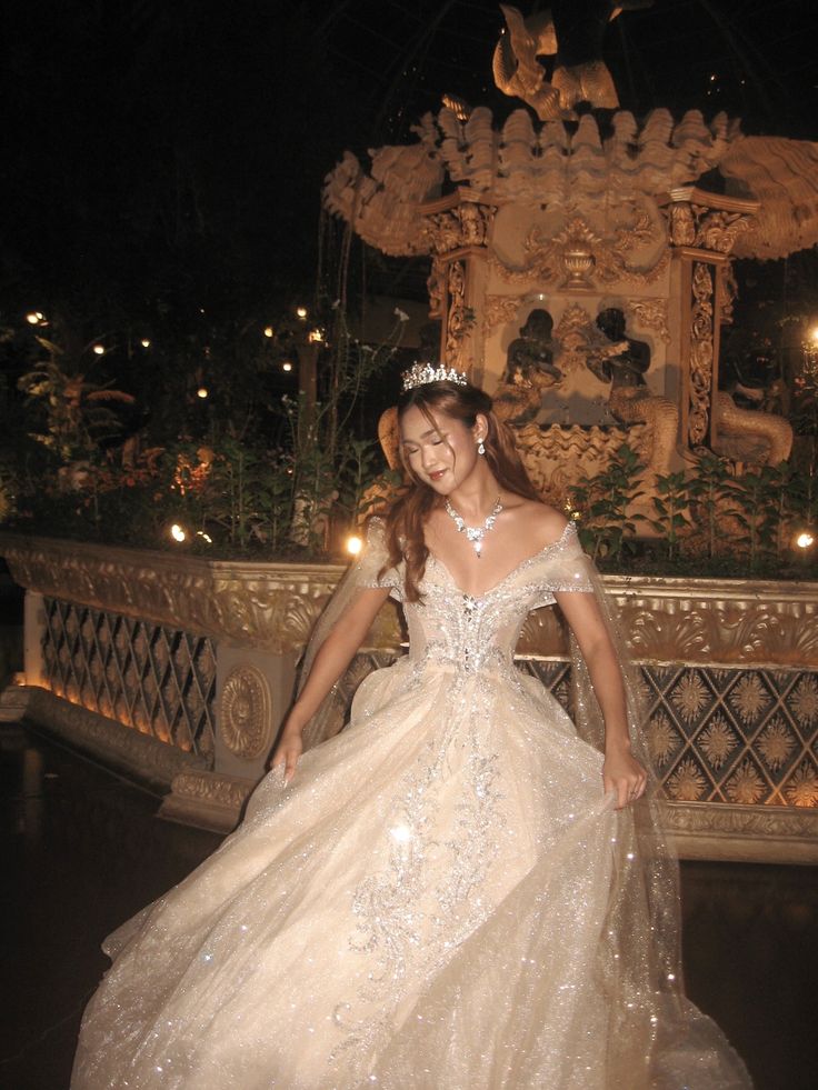 Champagne Ball Gown Off the Shoulder Sequin Beaded Tulle Prom Dress Evening Dress DP8046