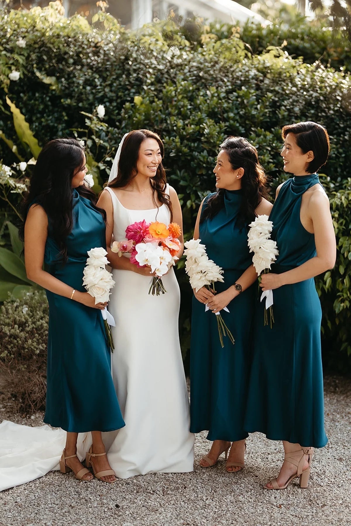 Mock Neck Butter Satin Long Bridesmaid Dress DP5866