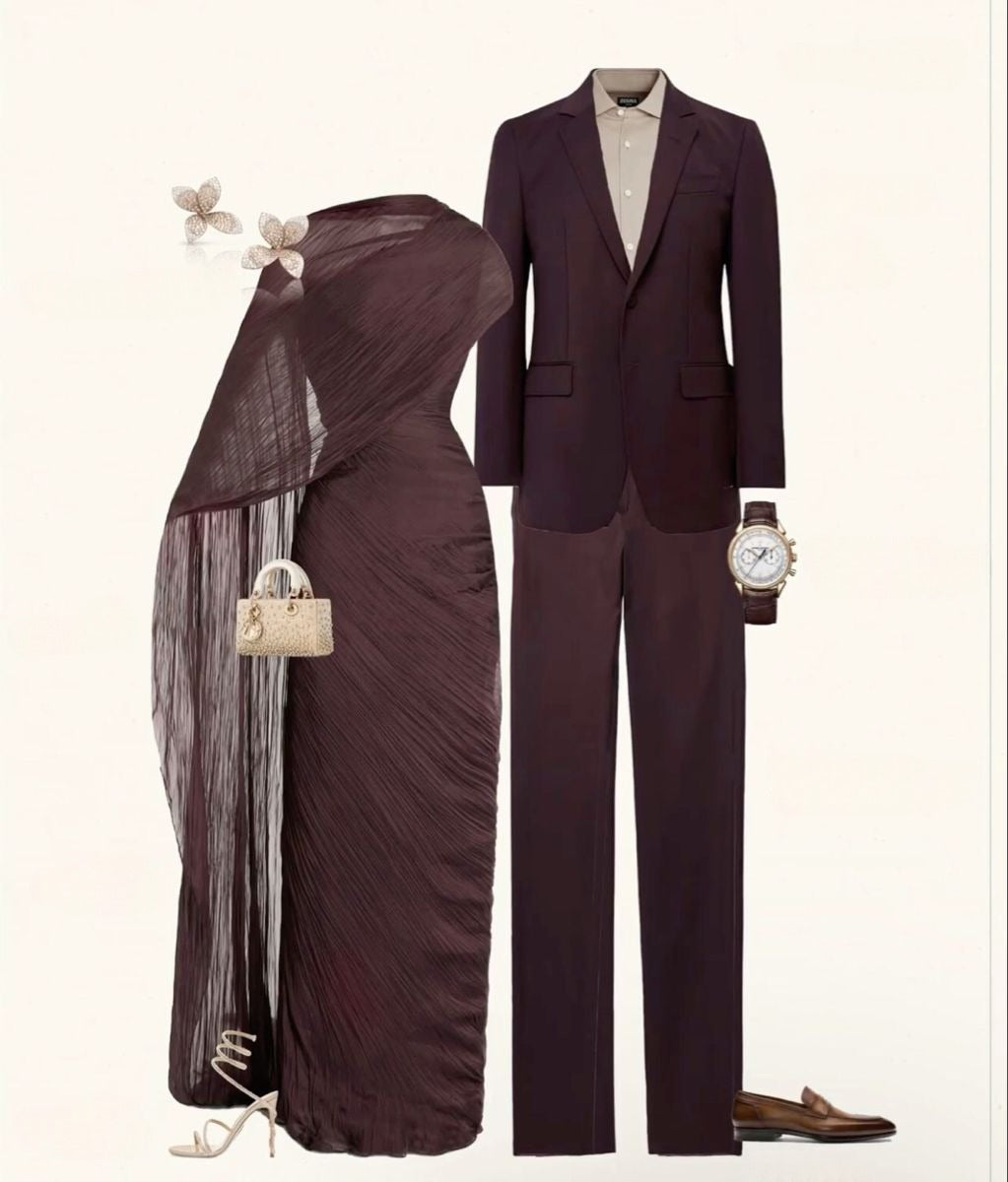 Elegant Brown Sheath Chiffon Long Prom Dress DP4221