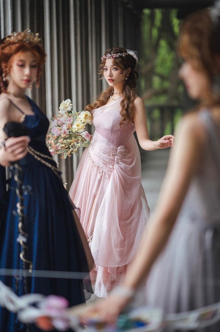 Gentle Pink A Line Spaghetti Strap Beaded Chiffon Prom Dress DP4167