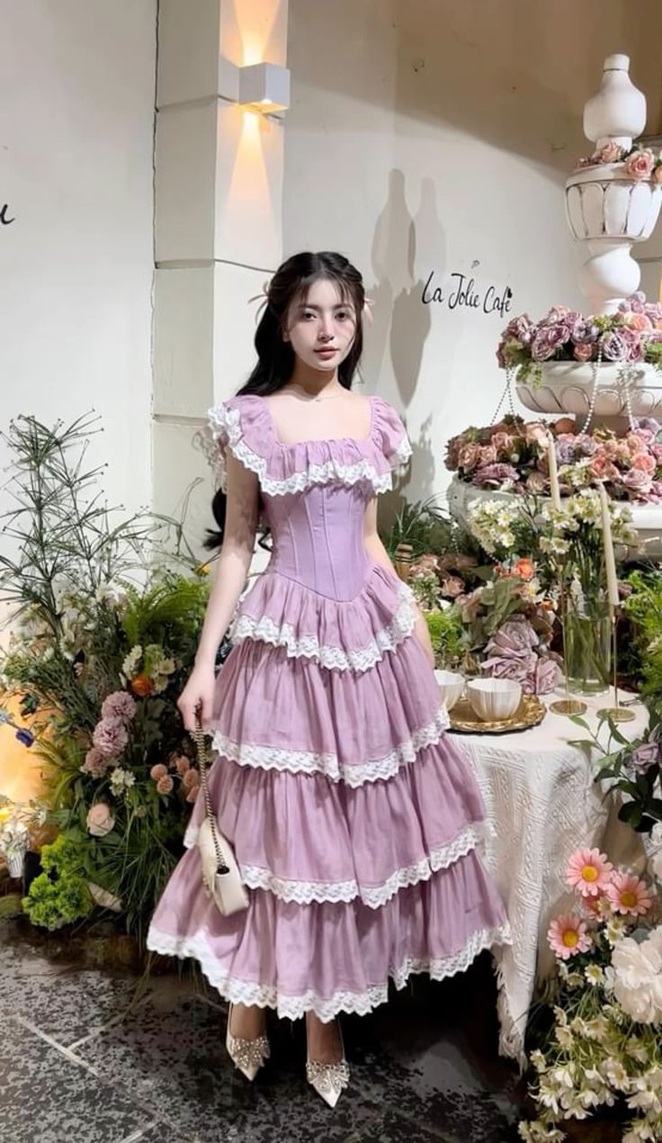 Purple A Line Lace Layered Satin Prom Dress Date Dress DP7002