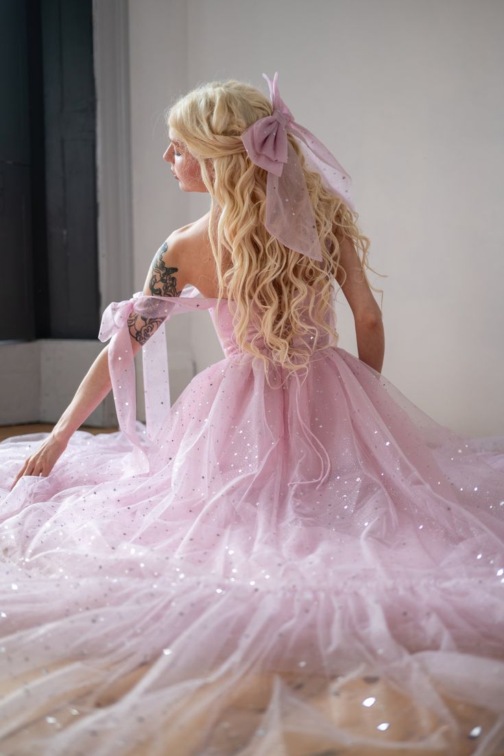 Star Sequin Pink A Line Straps Layered Tulle Date Dress Prom Dress Evening Dress DP3372