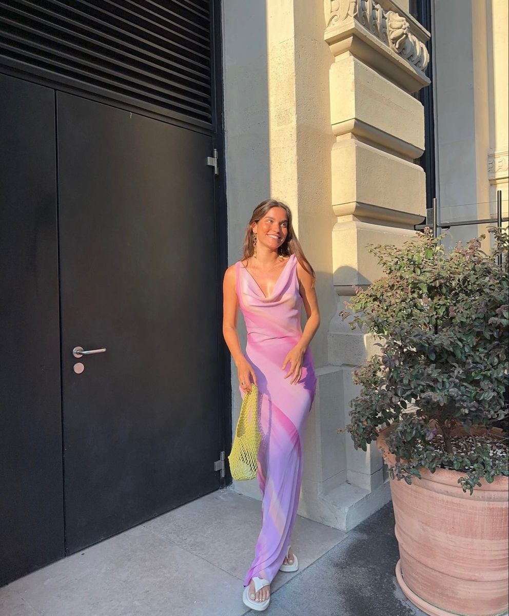 Purple Sheath Strap Simple Chiffon Long Prom Dress Evening Dress DP4023