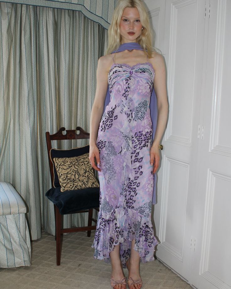 Purple Leopard Retro Sexy Mermaid Ruffle Chiffon Outfit Homecoming Dress Birthday Dress DP2984