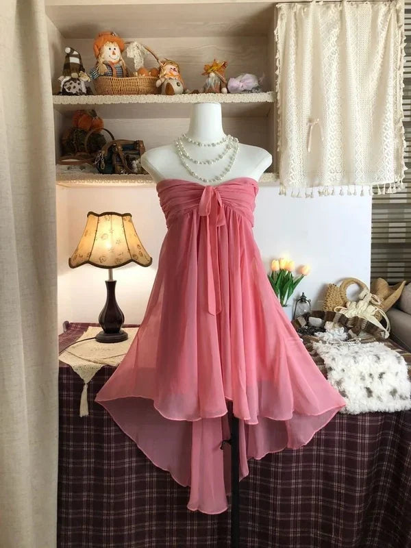 Lovely Pink Strapless A-Line Short Party Dresses Homecoming Dresses DP7545