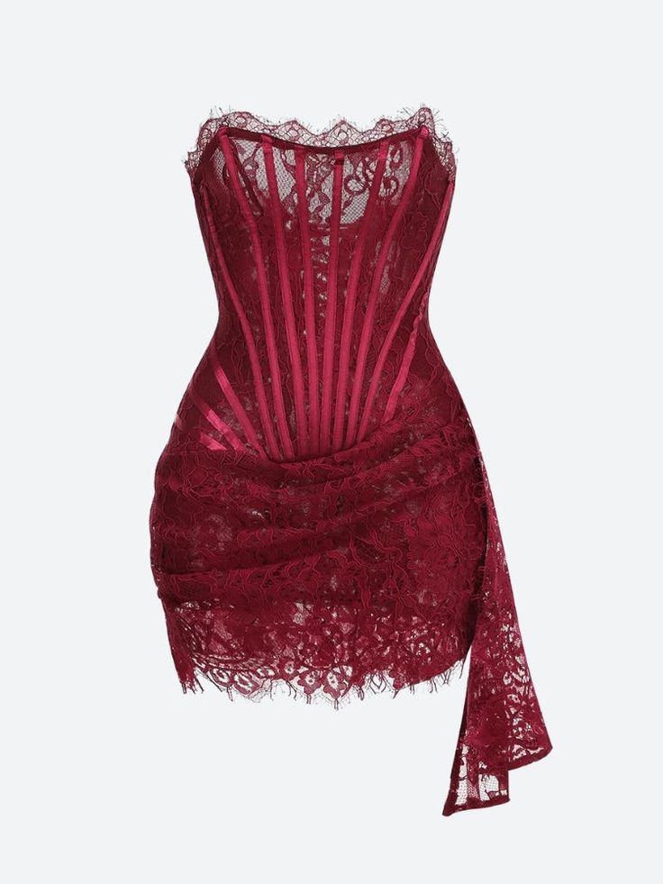 Sexy Sheath Strapless Corset White Lace Short Homecoming Dress Outfits DP4025