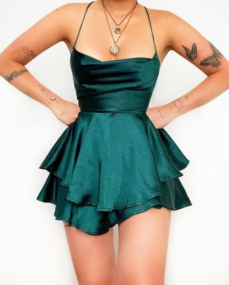 Navy Blue A Line Halter Satin Short Homecoming Dress Cocktail Dress DP2661
