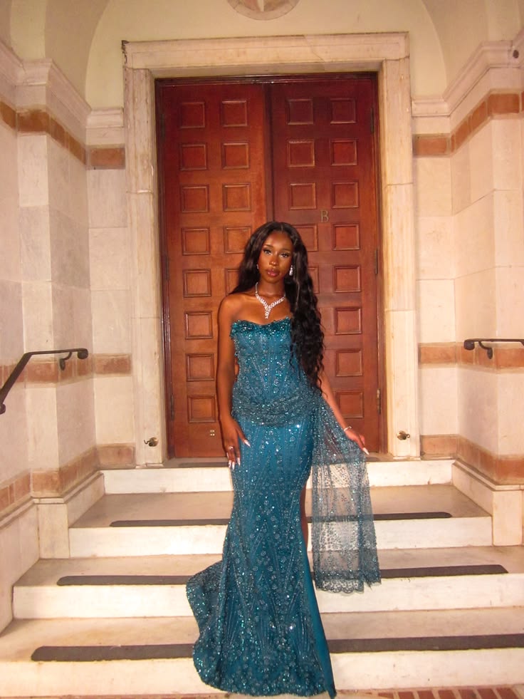 Dark Blue Mermaid Sweetheart Neck Beaded Sequin Tulle Prom Dress Evening Dress DP8040