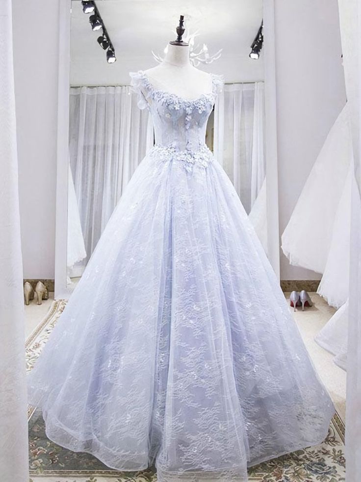 Elegant Light Purple Tulle Lace Long Prom Dress Evening Dress DP1219