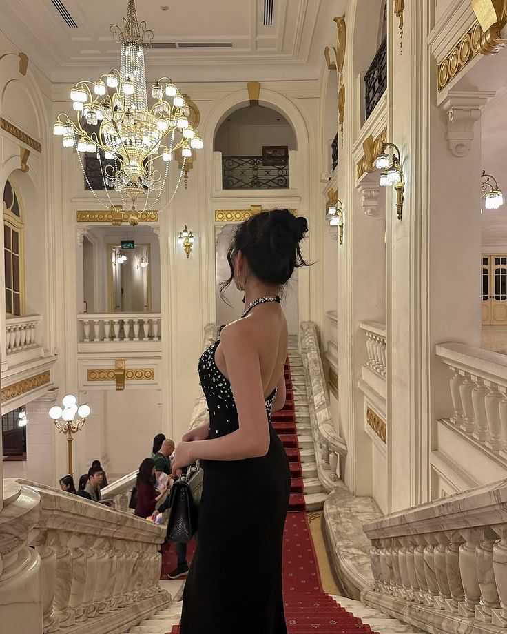 Sexy Mermaid Halter Rhinestone Black Satin Prom Dress Formal Gown DP3668
