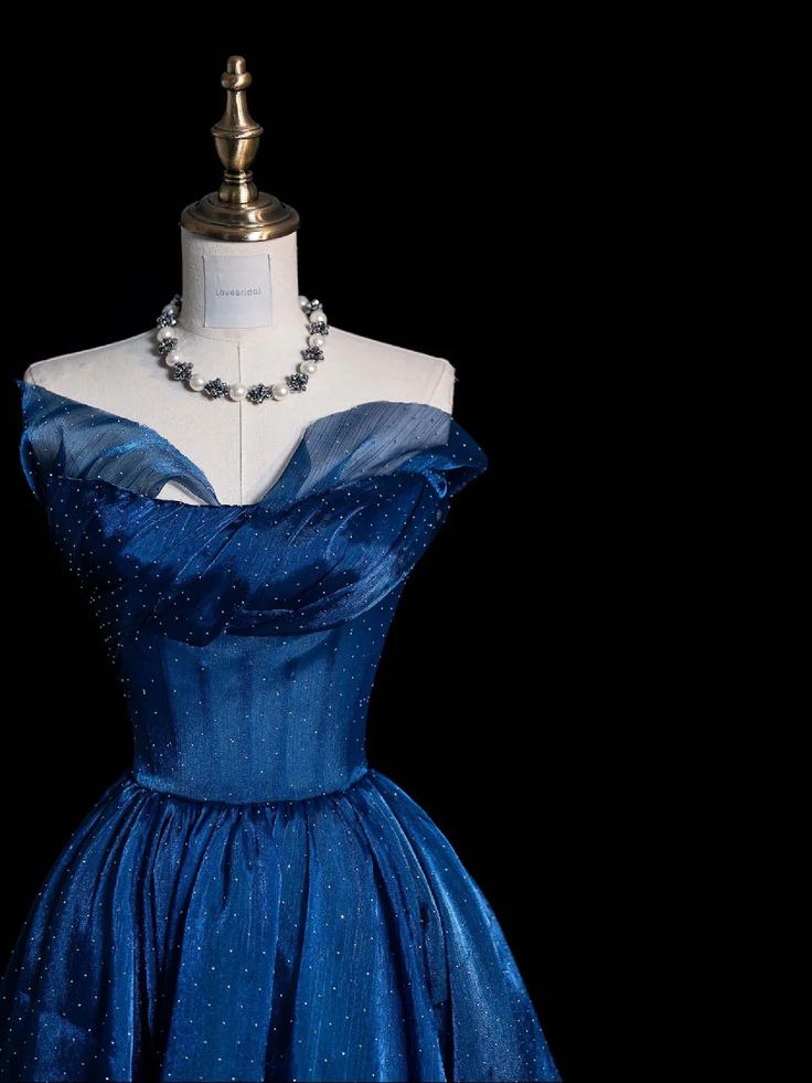 Elegant A Line Strapless Blue Tulle Long Prom Dress Graduation Prom Dress DP4212