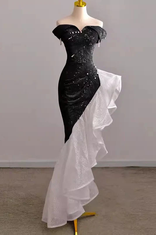 Mermaid Off-the-shoulder Prom Gown with Sequins Sparkly Formal Dresses DP806