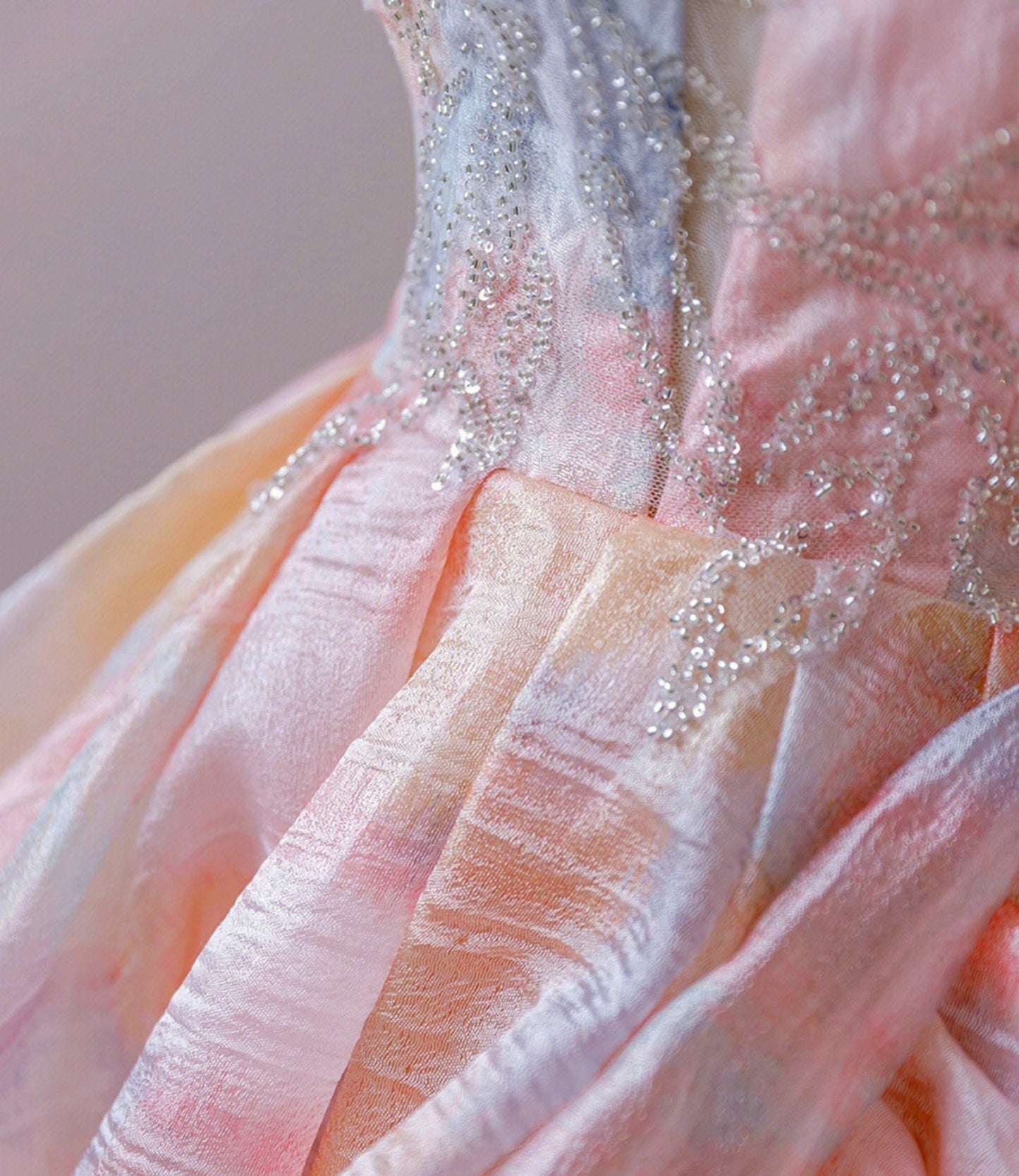 Dreamy A Line Strapless Beaded Ruffles Prom Dresses DP918