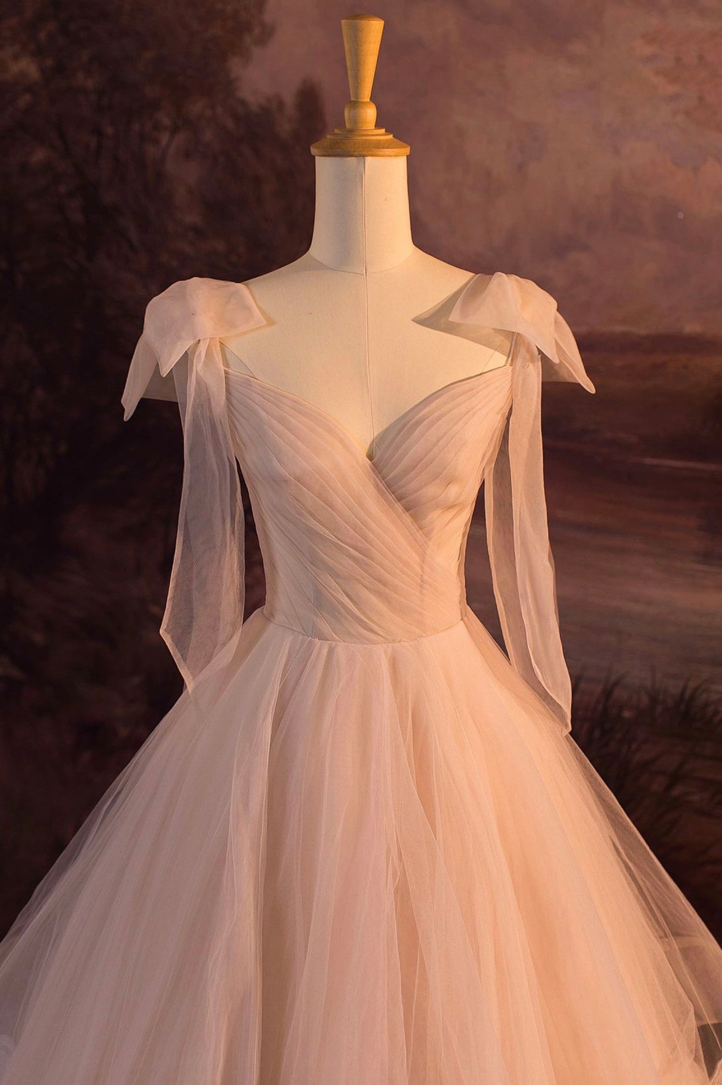 Elegant A Line V-neck Layered Tulle Long Prom Dress Evening Dress DP1230