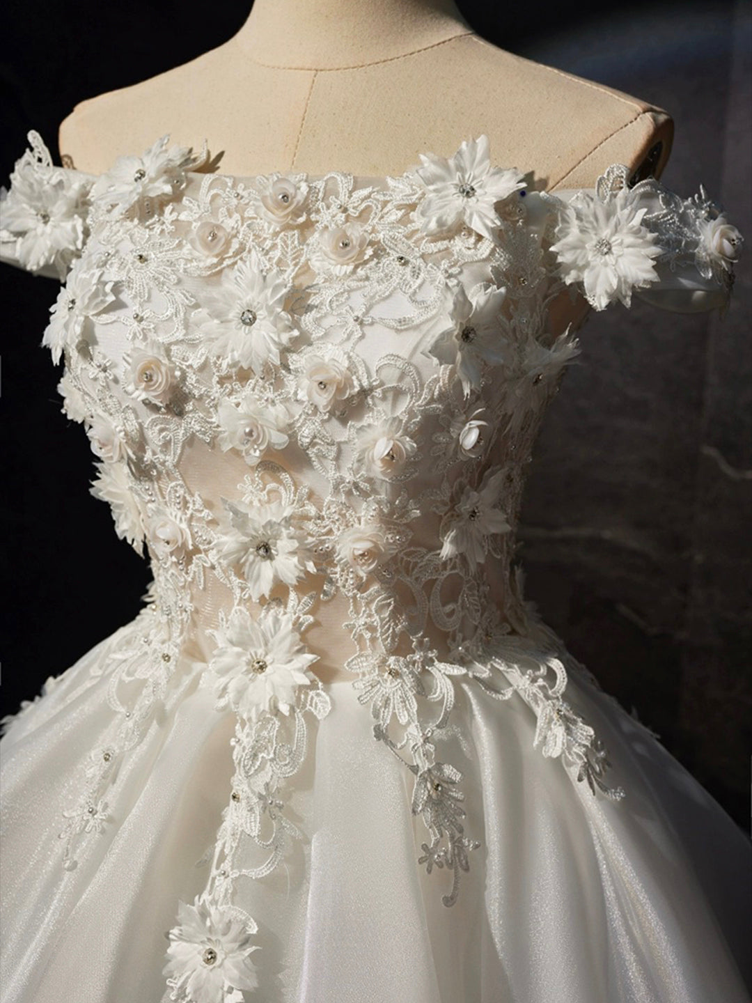 White Cute Off-the-shoulder Appliques Tulle Short Prom Dress Party Dress DP905