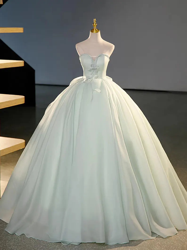 Ball Gown Sweetheart Light Green Chiffon Prom Dress Quinceanera Dresses DP1040