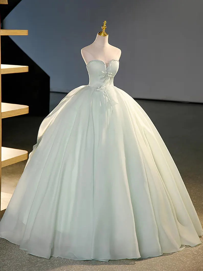 Ball Gown Sweetheart Light Green Chiffon Prom Dress Quinceanera Dresses DP1040