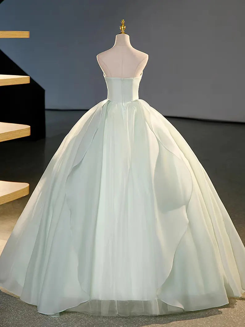 Ball Gown Sweetheart Light Green Chiffon Prom Dress Quinceanera Dresses DP1040