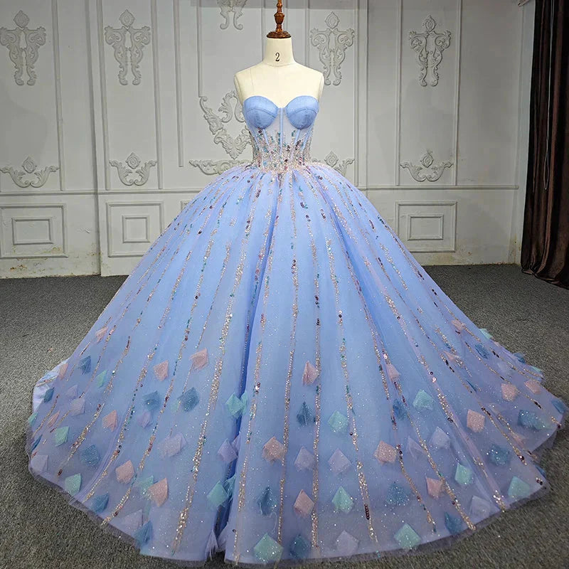 Luxurious Sweetheart Sequins Beaded Tulle Ball Gown DP929