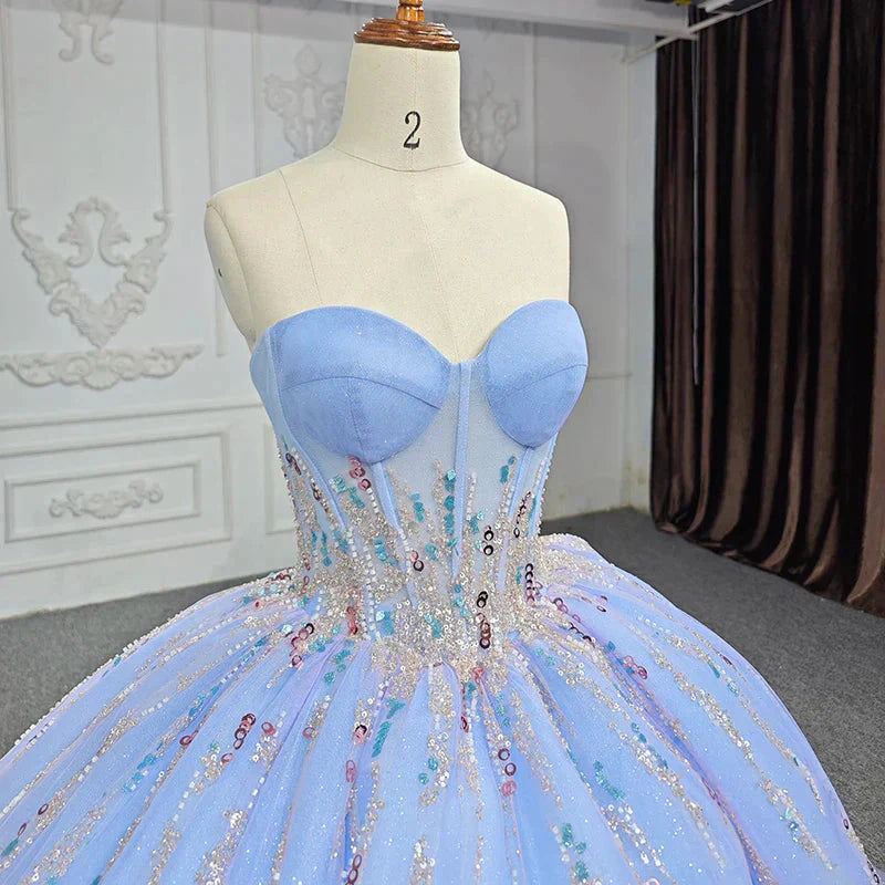 Luxurious Sweetheart Sequins Beaded Tulle Ball Gown DP929