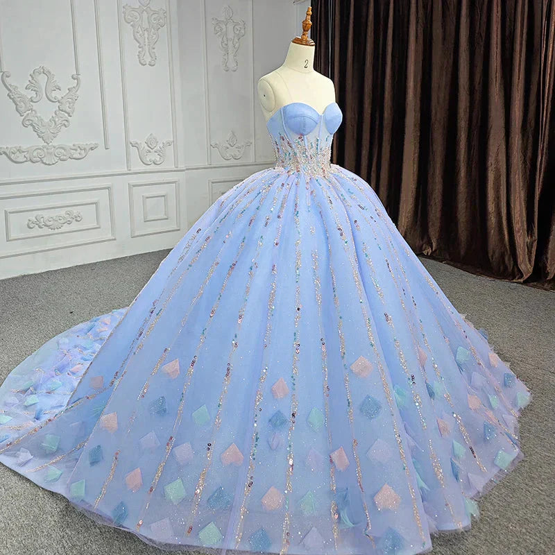 Luxurious Sweetheart Sequins Beaded Tulle Ball Gown DP929