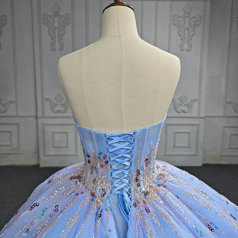 Luxurious Sweetheart Sequins Beaded Tulle Ball Gown DP929