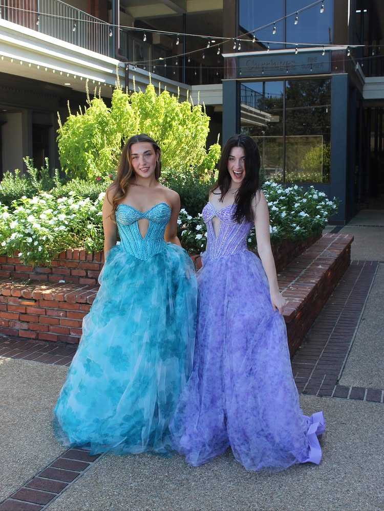 Blue Print A Line Sweetheart Neck Beaded Tulle Evening Dress Prom Dress DP7663