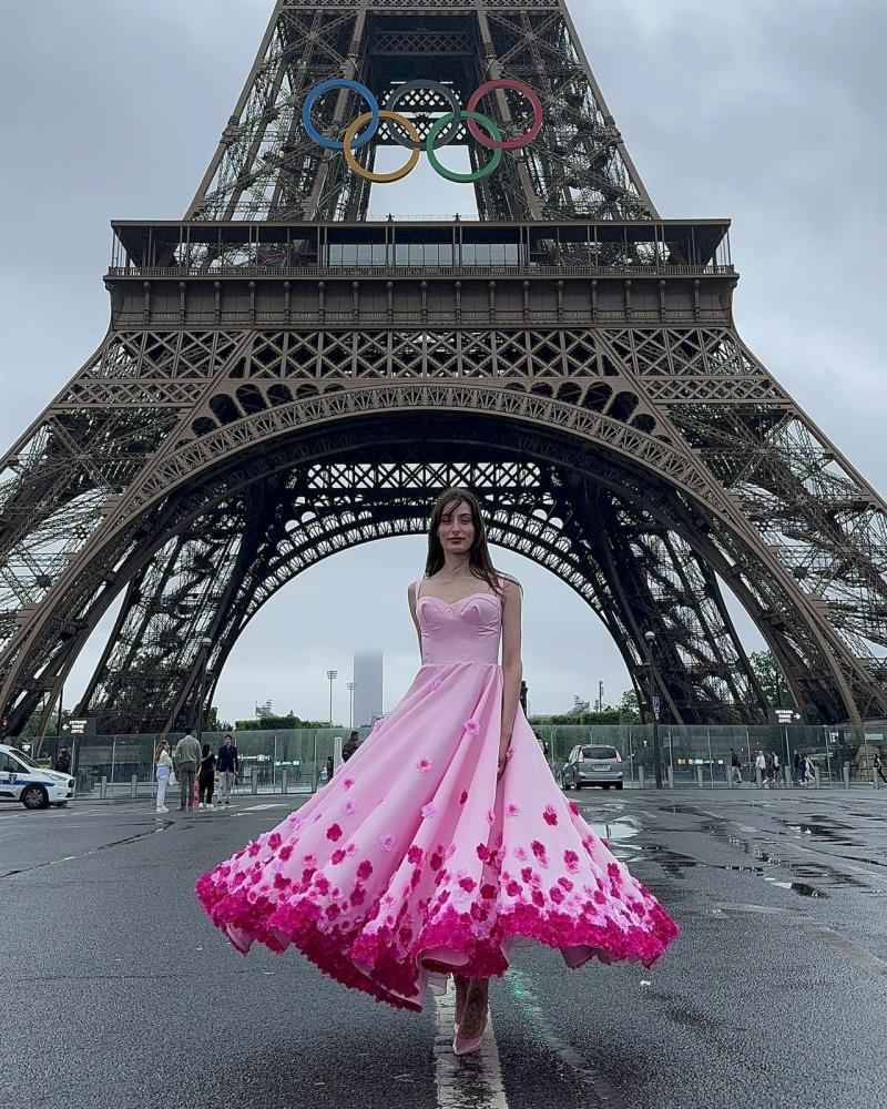 Pink Ombre Floral A Line Straps Satin Prom Dress 16th Birthday Dress Formal Dress DP3200