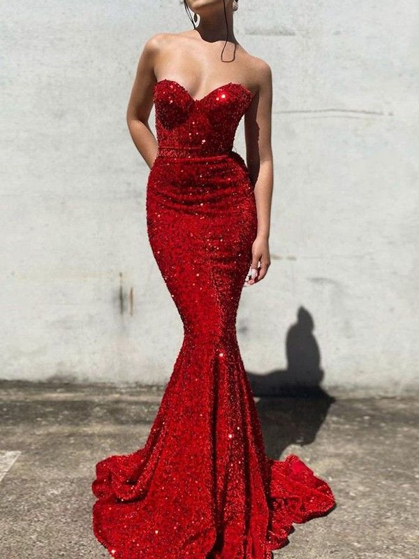Sparkly Mermaid Sweetheart Sequin Prom Dresses Evening Dresses DP897