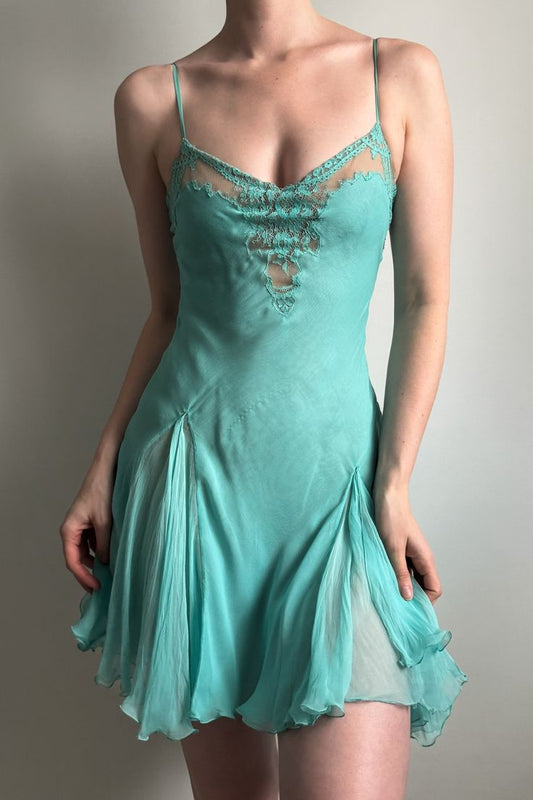 Vintage A Line Straps Blue Lace Chiffon Short Homecoming Dress Cocktail Dress DP5493