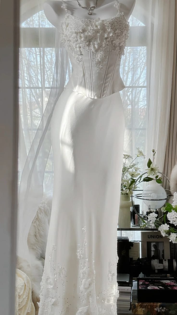 Two Piece Sheath Straps Appliques Corset White Chiffon Prom Dress Party Dress DP5817