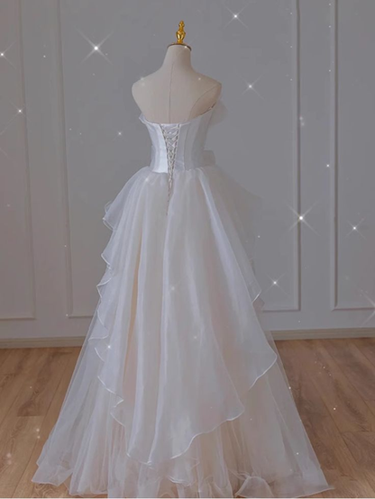 Beautiful Long Tulle Prom Dress White Wedding Dress Formal Evening Dress DP439