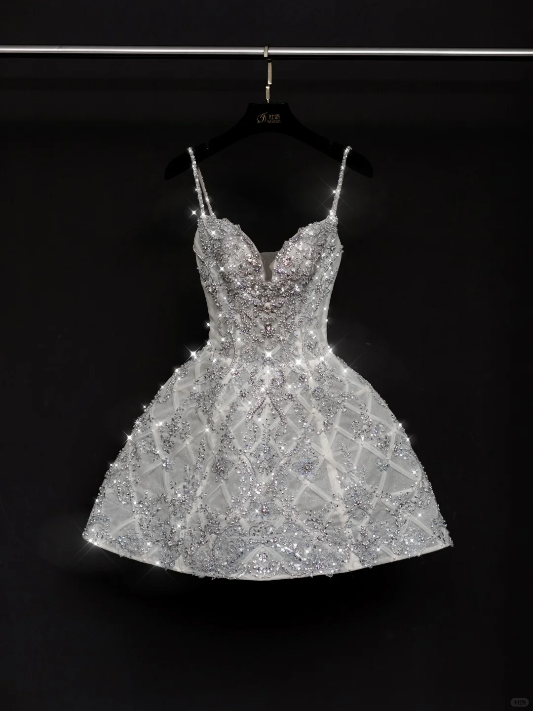 Shiny A Line Spaghetti Straps Rhinestone Tulle Short Homecoming Dress Cocktail Dress DP2678