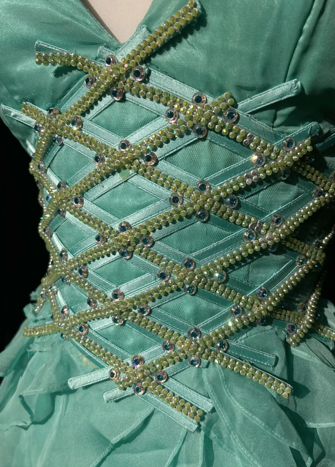 Retro A Line Halter Beaded Ruffle Blue Chiffon Prom Dress Party Dress DP2773