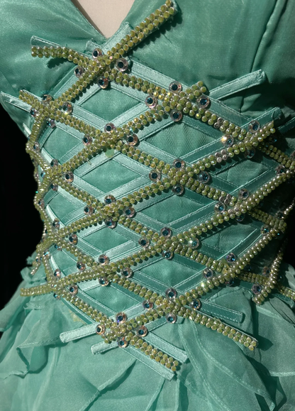 Retro A Line Halter Beaded Ruffle Blue Chiffon Prom Dress Party Dress DP2773