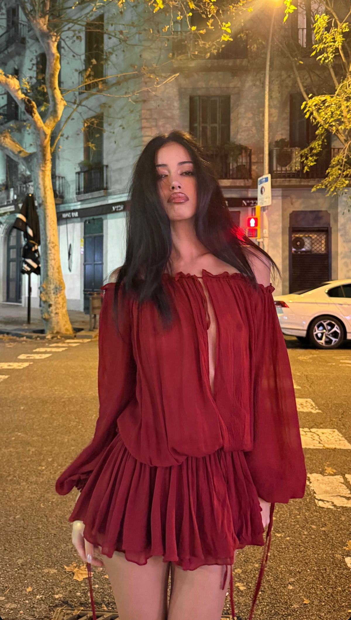 Burgundy A Line Long Sleeve Chiffon Short Prom Dress Homecoming Dress DP7135
