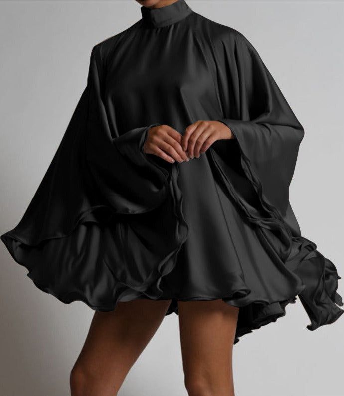 Grey Simple A Line High Neck Satin Open Back Short Homecoming Dress Outfits  DP3311