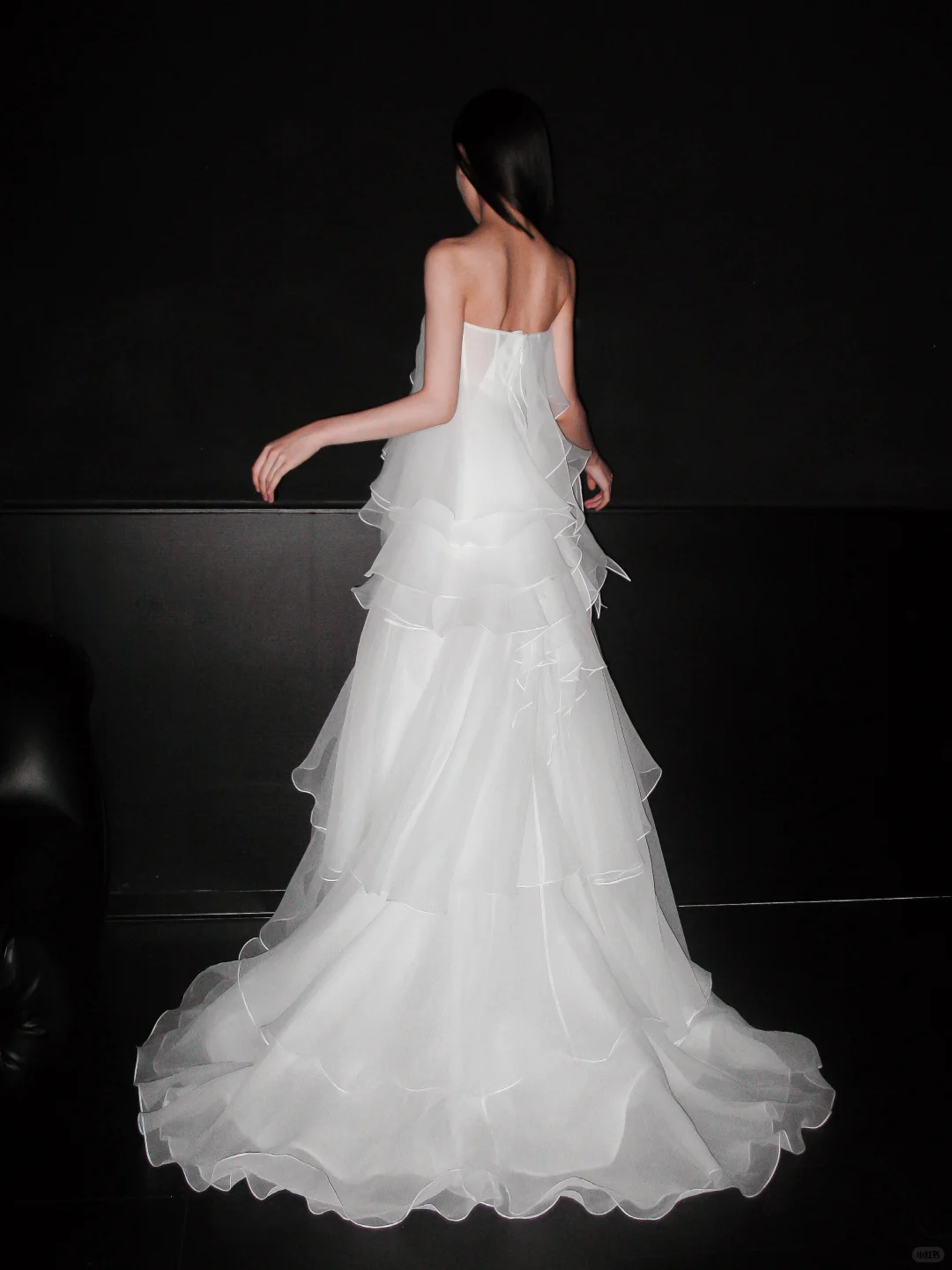 Dreamy A Line Strapless White Layered Organza Wedding Dress DP5303