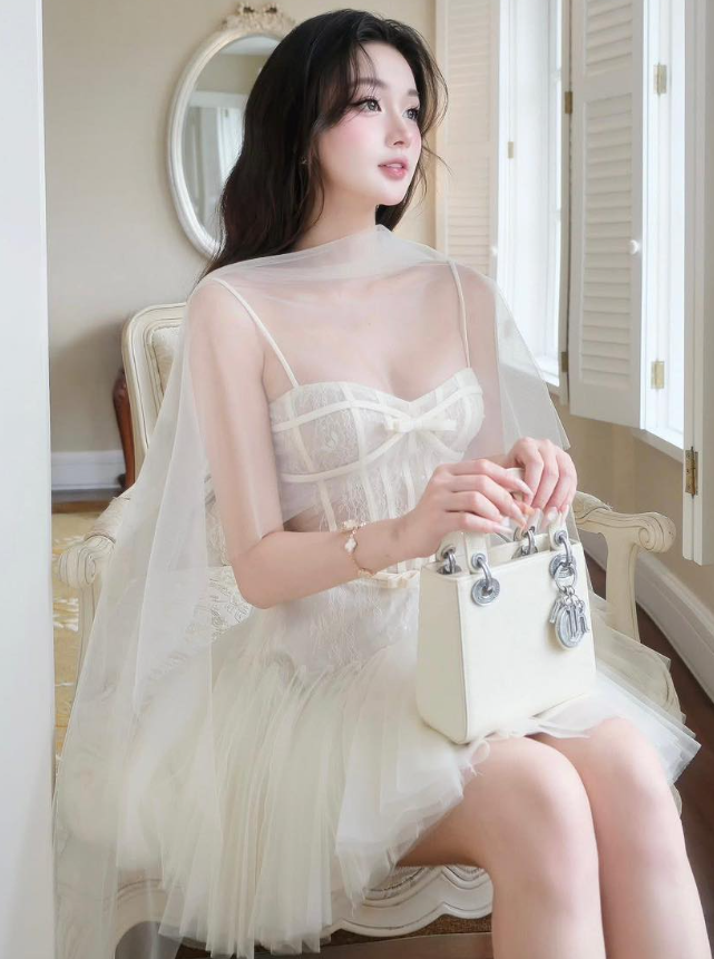 White Princess A Line Spaghetti Straps Lace Tulle Short Homecoming Dress Cocktail Dress DP3943