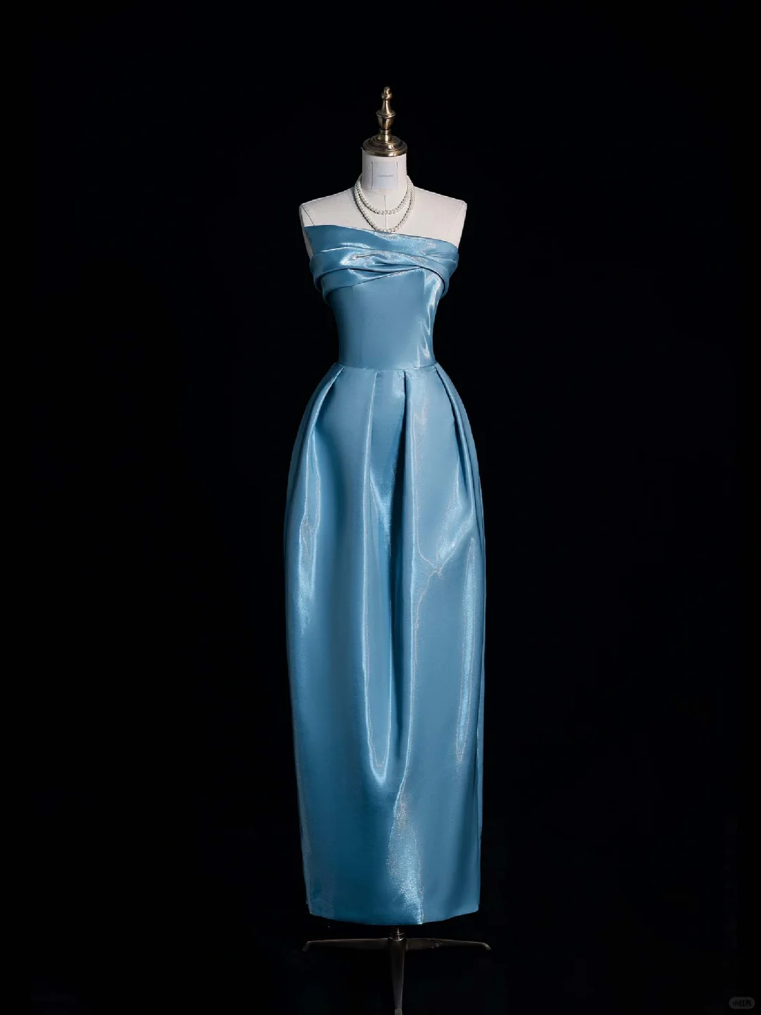 Cute A Line Strapless Blue Satin Party Dress Prom Graduation Prom Dress DP1988