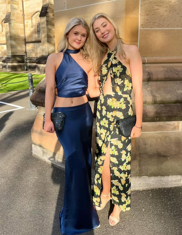 Two Piece Mermaid Halter Navy Blue Satin Long Prom Dress Evening Dress DP1329