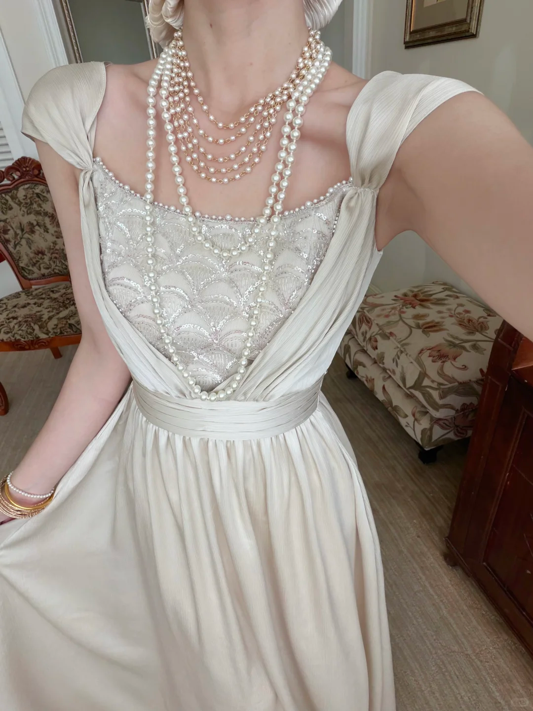 Pretty A Line Spaghetti Straps Beaded Satin Long Prom Dress Evening Dress DP6790