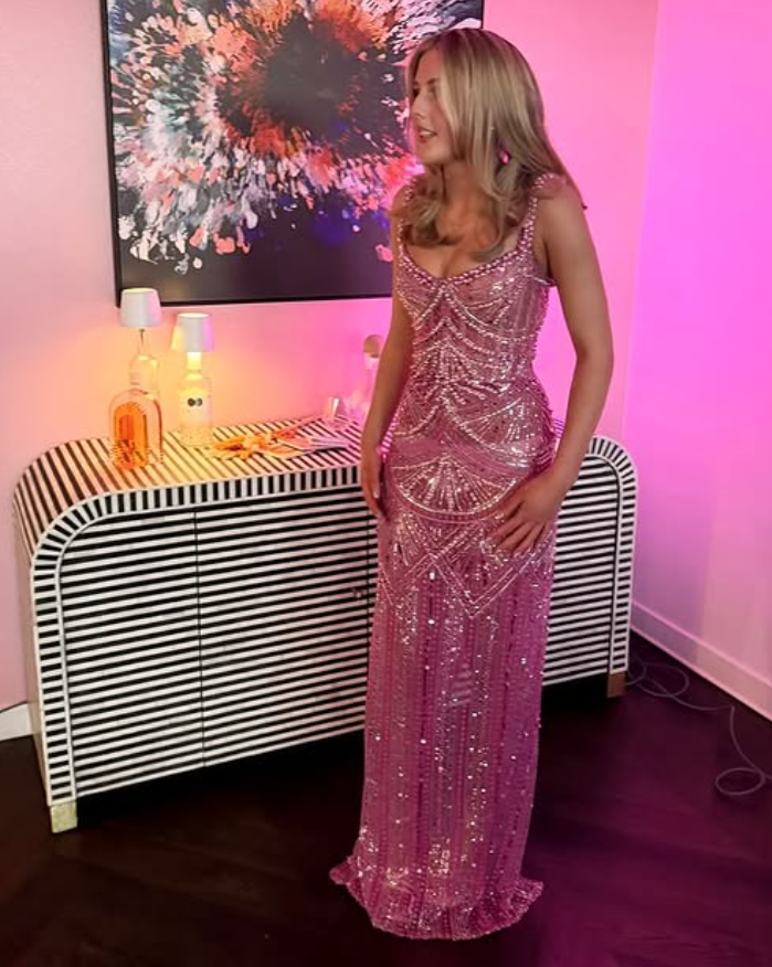 Glamorous Sheath Straps Shiny Beaded Pink Tulle Long Prom Dress Evening Dress DP6021