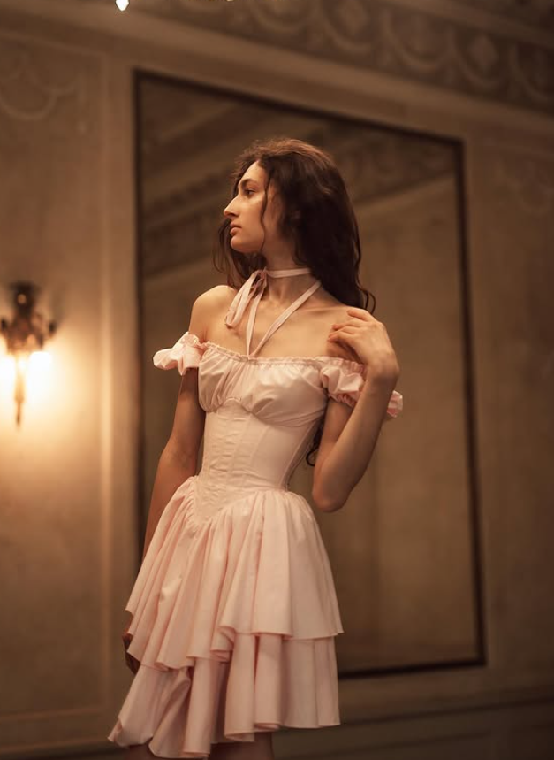 Sweety Light Pink A Line Layered Chiffon Short Prom Dress Homecoming Dress DP6347